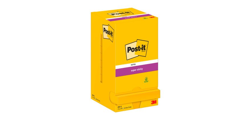 Post-it Super Sticky Notes 76 x 76 mm Ultra Yellow Square 12 Pads of 90 Sheets
