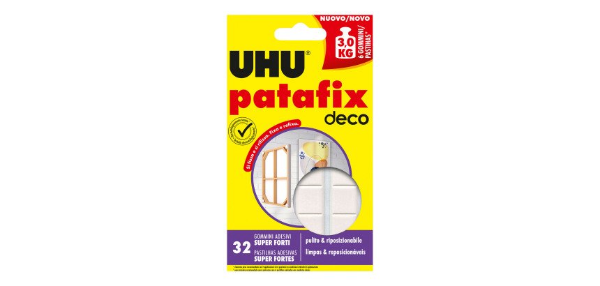 Gommini adesivi UHU Patafix Homedeco Removibile, riutilizzabile bianco 32 unità