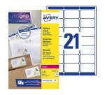 Etiquette adresse expédition laser 63,5 x 38,1 mm Avery blanche - Boîte de 840