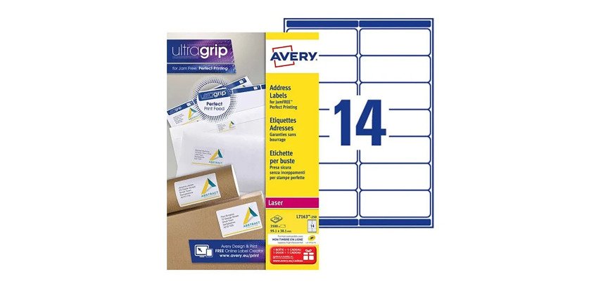 Etiquette adresse laser 99,1 x 38,1 mm Avery blanche - Boîte de 3500