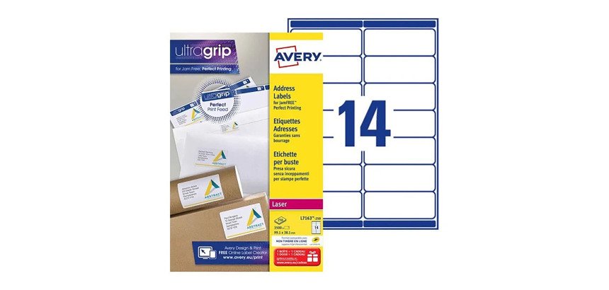 Etiquette adresse laser 99,1 x 38,1 mm Avery blanche - Boîte de 3500