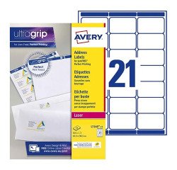 Etiquette adresse expédition laser 63,5 x 38,1 mm Avery blanche - Boîte de 315