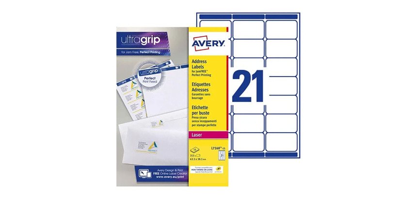 Etiquette adresse expédition laser 63,5 x 38,1 mm Avery blanche - Boîte de 315