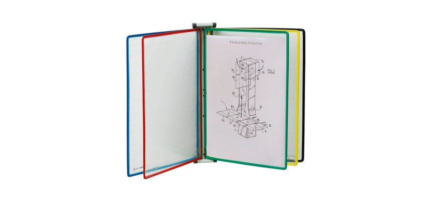 Protège-documents pivotant mural PVC magnétique 10 pochettes pour format A3 Tarifold