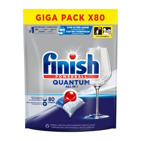 Capsules lave-vaisselle Finish Powerball Quantum ALL IN 1 - Sachet de 80