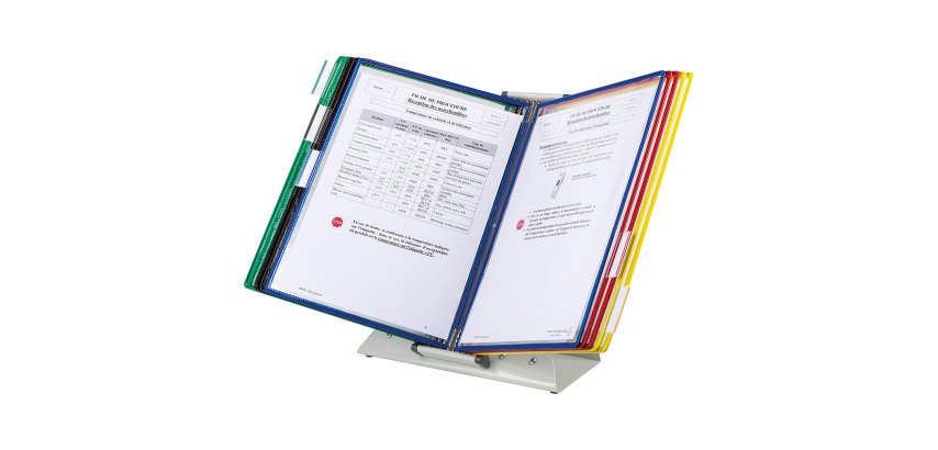 Protège-documents pivotant pupitre Djois by Tarifold PVC A3 10 pochettes - 20 vues couleurs assorties