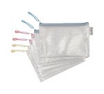 Pochettes de rangement à zip A5 Zipper Djois by Tarifold - Coloris assortis pastel - Lot de 6