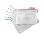 Pochettes de rangement à zip A4 Zipper Djois by Tarifold - Coloris assortis pastel - Lot de 6