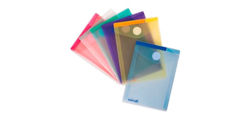 Aufbewahrungstaschen mit Klettverschluss Djois by Tarifold Color Collection A6 Hochformat in lebhaften verschiedenen Farben - Packung mit 6