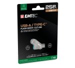 Emtec clé USB D280 Dual 256 Go Usb 3.2 (USB-A), Usb 3.2 (USB-C) Gris