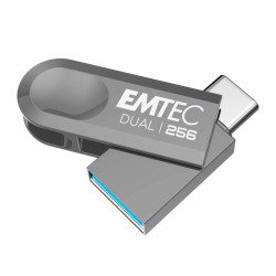 Emtec clé USB D280 Dual 256 Go Usb 3.2 (USB-A), Usb 3.2 (USB-C) Gris