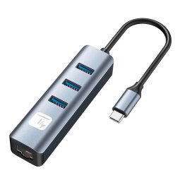Hub adattatore USB-C a RJ45 Gigabit con Hub 3 Porte USB 5 Gbps
