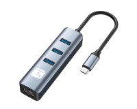 Hub adattatore USB-C a RJ45 Gigabit con Hub 3 Porte USB 5 Gbps