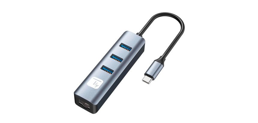 Hub adattatore USB-C a RJ45 Gigabit con Hub 3 Porte USB 5 Gbps