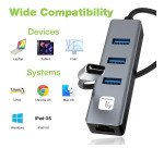 Hub adattatore USB-C a RJ45 Gigabit con Hub 3 Porte USB 5 Gbps