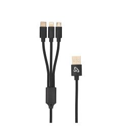 Multi Cavo di Ricarica da USB tipo A a USB-C+MicroUSB+Lightining - Nero