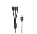 Multi Cavo di Ricarica da USB tipo A a USB-C+MicroUSB+Lightining - Nero