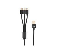 Multi Cavo di Ricarica da USB tipo A a USB-C+MicroUSB+Lightining - Nero
