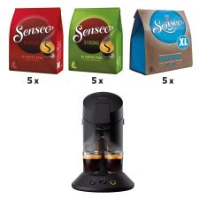 Pack promo: 5 x Senseo Classic, 5 x Strong, 5 x Decaf + GRATUIT 1 x Senseo Original Plus