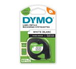 Dymo LT S0721510 / 91200 Authentic LetraTag Paper Label Tape Self Adhesive Black Print on White 12 mm x 4m