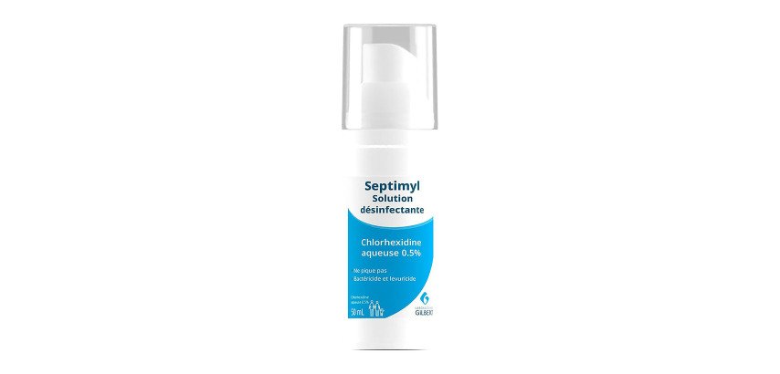 Chlorhexidine Solution désinfectante Pack de 3 + 1 Spray de 50 ml OFFERT