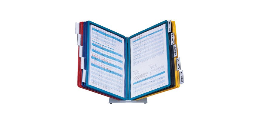 Protège-documents pivotant pupitre Vario Sherpa Durable A4 10 pochettes - 20 vues couleurs assorties