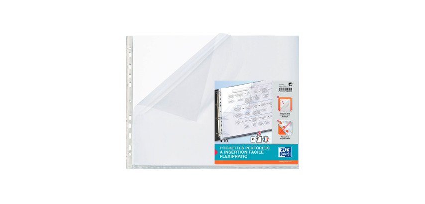 Perforierte Hüllen Oxford A3 gelochte Klarsichthüllen 9/100 mm - Packung mit 10 Stück