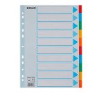 Intercalaire A4 carte lustrée Esselte 10 onglets neutres multicolores - 1 jeu