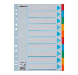 Colored A4 divider Esselte insert with 10 neutral multicolored tabs - 1 set