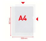 Chemise coin plastique Esselte A4 polypropylène 8/100e grainé incolore - Paquet de 100