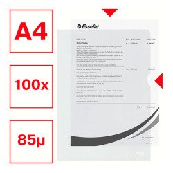 Esselte L-map, kleurloos, gestructureerd, 85 micron, A4 Economy doos van 100 stuks