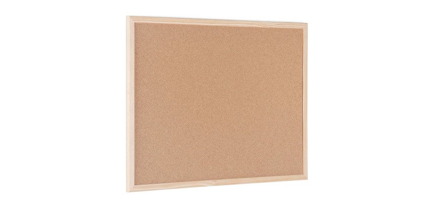 Tableau d'affichage en liège Basic de Bi-Office, surface en liège, cadre en bois naturel, 120 x 90 cm