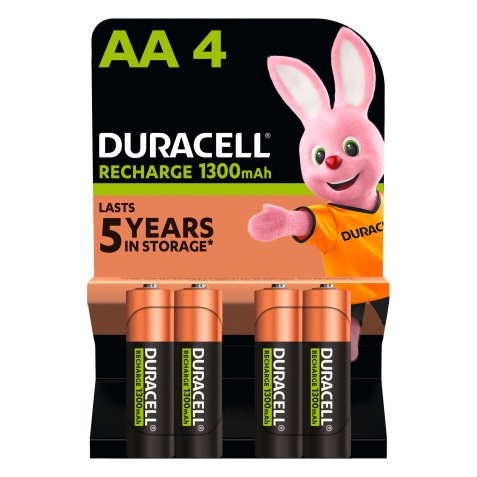 Duracell Rechargeables - Pack of 4 AA/HR6 1.2V rechargeable batteries
