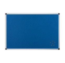 Tableau d'affichage en feutre Maya de Bi-Office, surface en feutre bleu, cadre en aluminium, 90 x 60 cm