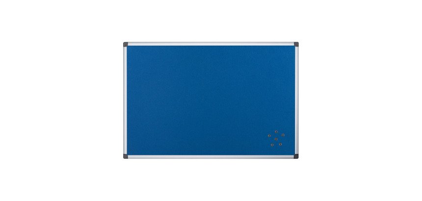 Tableau d'affichage en feutre Maya de Bi-Office, surface en feutre bleu, cadre en aluminium, 90 x 60 cm