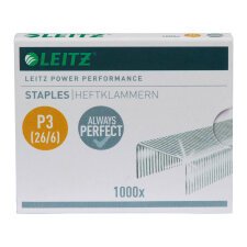 Agrafe Leitz P3 Power Performance 26/6 galvanisée - Boîte de 1000