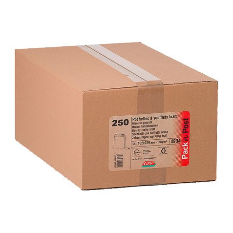 Bolsa con fuelles 3 cm kraft marrón 62 x 229 mm GPV 120 g sin ventana - Caja de 250