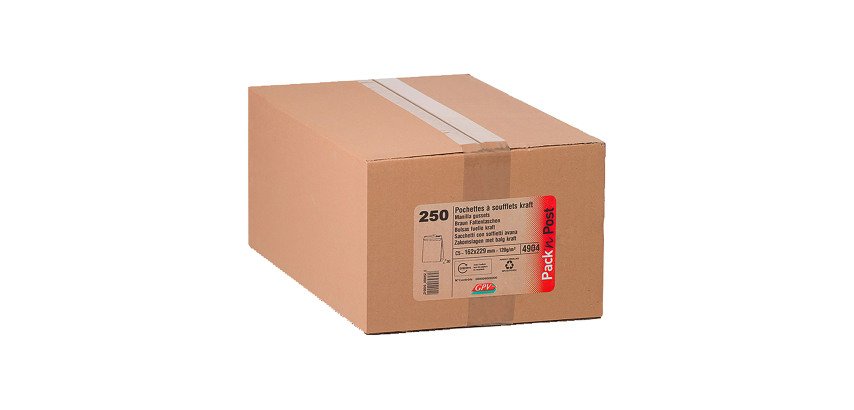 Manilla gussets 3 cm brown kraft 62 x 229 mm GPA 120 g without window - Box of 250