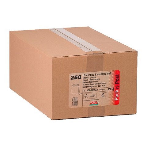 Bolsa con fuelles 3 cm kraft marrón 62 x 229 mm GPV 120 g sin ventana - Caja de 250