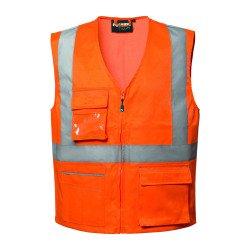 Gilet haute visibilité Executive à zip orange