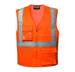 Vest hoge zichtbaarheid met oranje rits