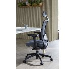 Chaise de bureau ERGO MOOV' tissu non feu, soutien lombaire rembourré, appui-tête, accoudoirs, mécanisme synchrone avec réglage profondeur d'assise
