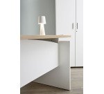 Bureau d'angle L 160 x P 160 cm avec retour suspendu sur caisson positionnable droite/gauche chêne clair Intuitiv'