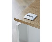 Scrivania lineare con angolare e cassettiera 3 cassetti integrati rovere struttura bianca posizionabile a destra o sinistra