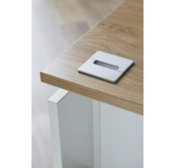 Scrivania lineare con angolare e cassettiera 3 cassetti integrati rovere struttura bianca posizionabile a destra o sinistra