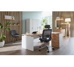 Chaise de bureau IZY tissu et maille, accoudoirs 2D, appui-tête et soutien lombaire, mécanisme synchrone, pieds aluminium