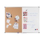 Tableau combiné magnétique Maya de Bi-Office, surfaces en liège et en acier laqué effaçable, cadre en aluminium, 120 x 90 cm