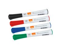 Marqueur effaçable Nobo Glide pointe ogive 1 mm - Pochette de 4 couleurs assorties
