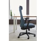 Chaise de bureau LECAR tissu chiné - accoudoirs 3D, appui-tête, réglage profondeur d'assise et soutien lombaire - Mécanisme Synchrone - Pie