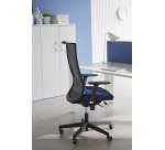 Chaise de bureau August tissu et maille - mécanisme Synchrone + réglage profondeur d’assise -  support lombaire - pieds noir